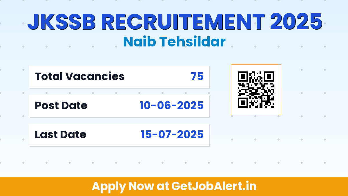 JKSSB Naib Tehsildar Recruitment 2025 - Apply Online for 75 Posts
