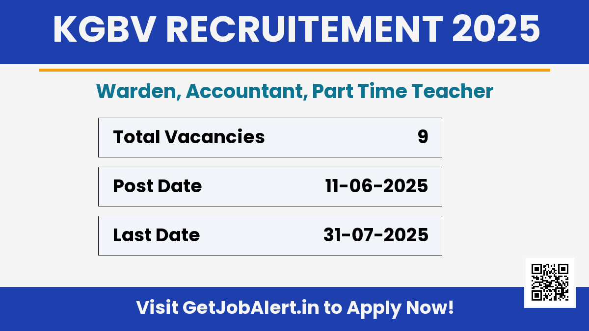 KGBV School Warden, Accountant and Other Recruitment 2025 - Apply Offline for 9 Posts