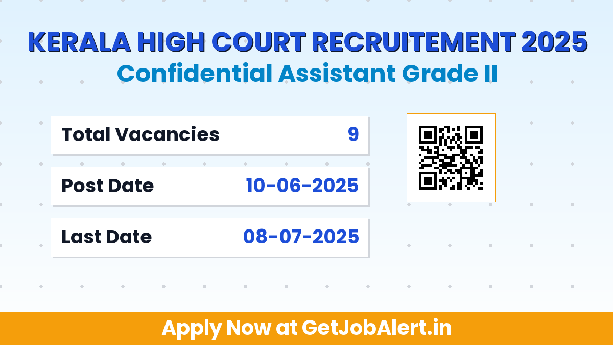 Kerala High Court Confidential Assistant Grade II Recruitment 2025 - Apply Online for 09 Posts