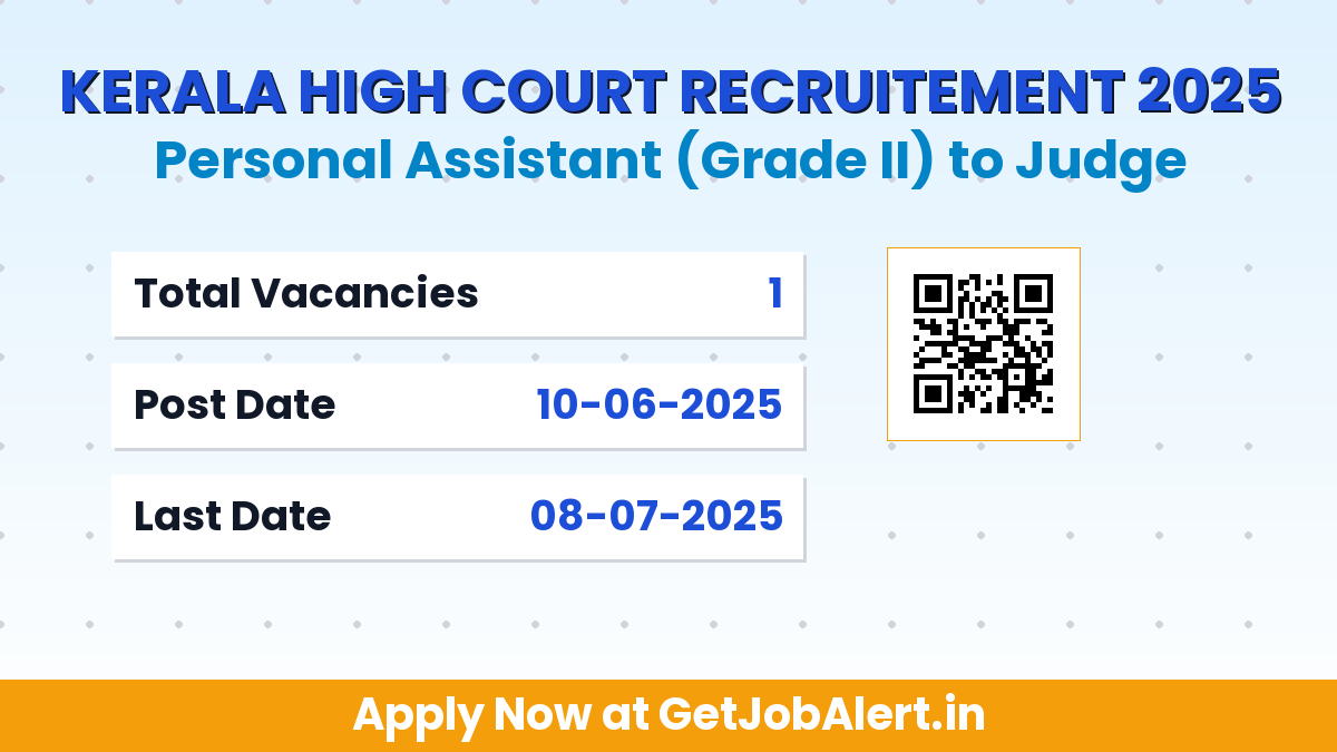 Kerala High Court Personal Assistant to Judge Recruitment 2025 - Apply Offline for 01 Posts