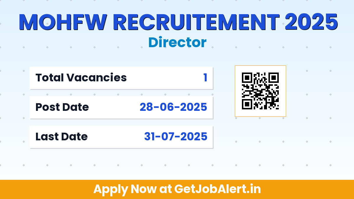 MOHFW Director Recruitment 2025 - Apply Offline for 01 Posts