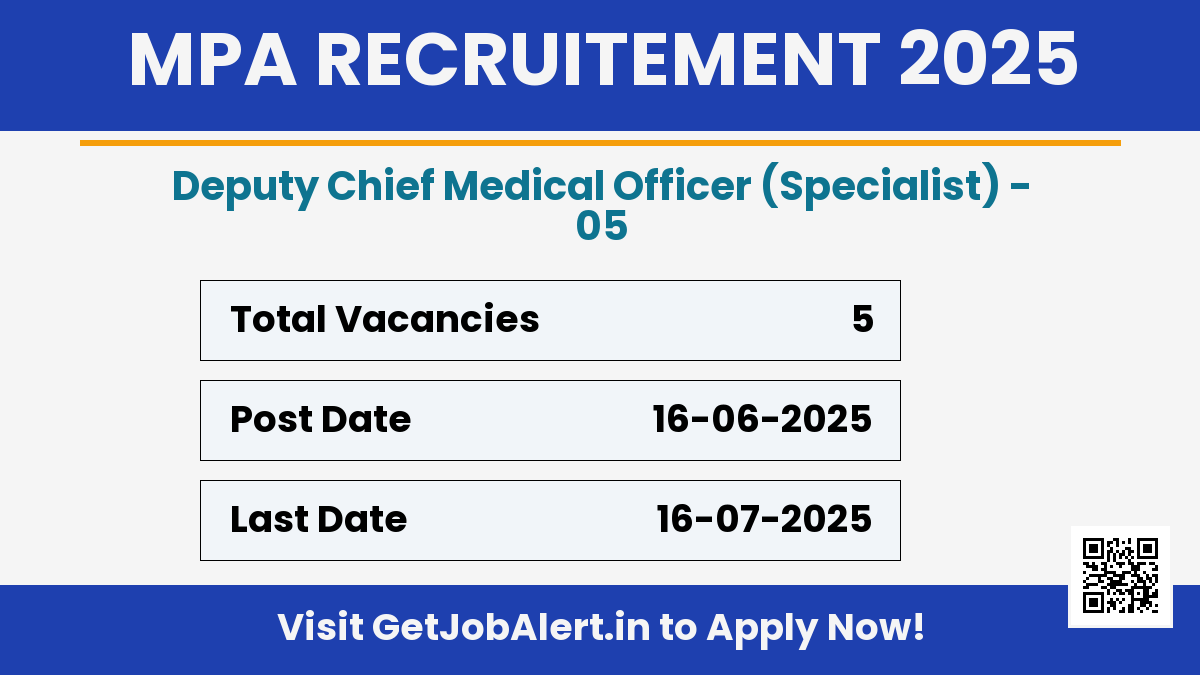 Mumbai Port Authority Deputy Chief Medical Officer Recruitment 2025 - Apply Offline for 5 Posts Before July 16