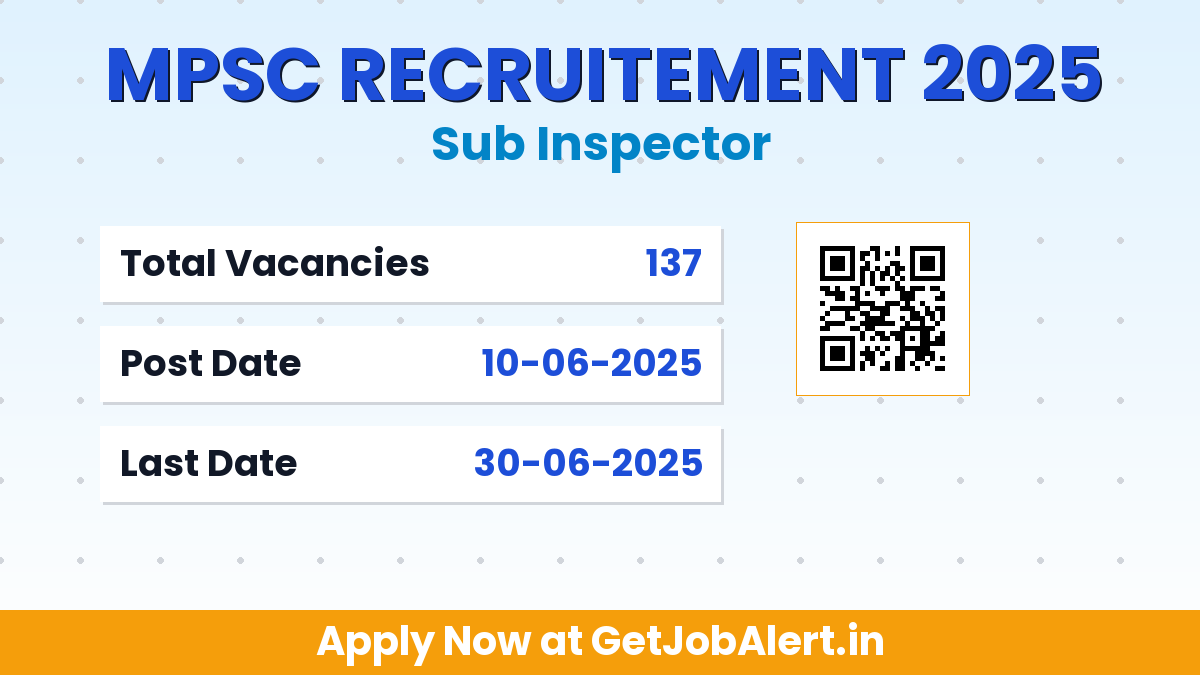 MPSC Sub Inspector Recruitment 2025 - Apply Online for 137 Posts