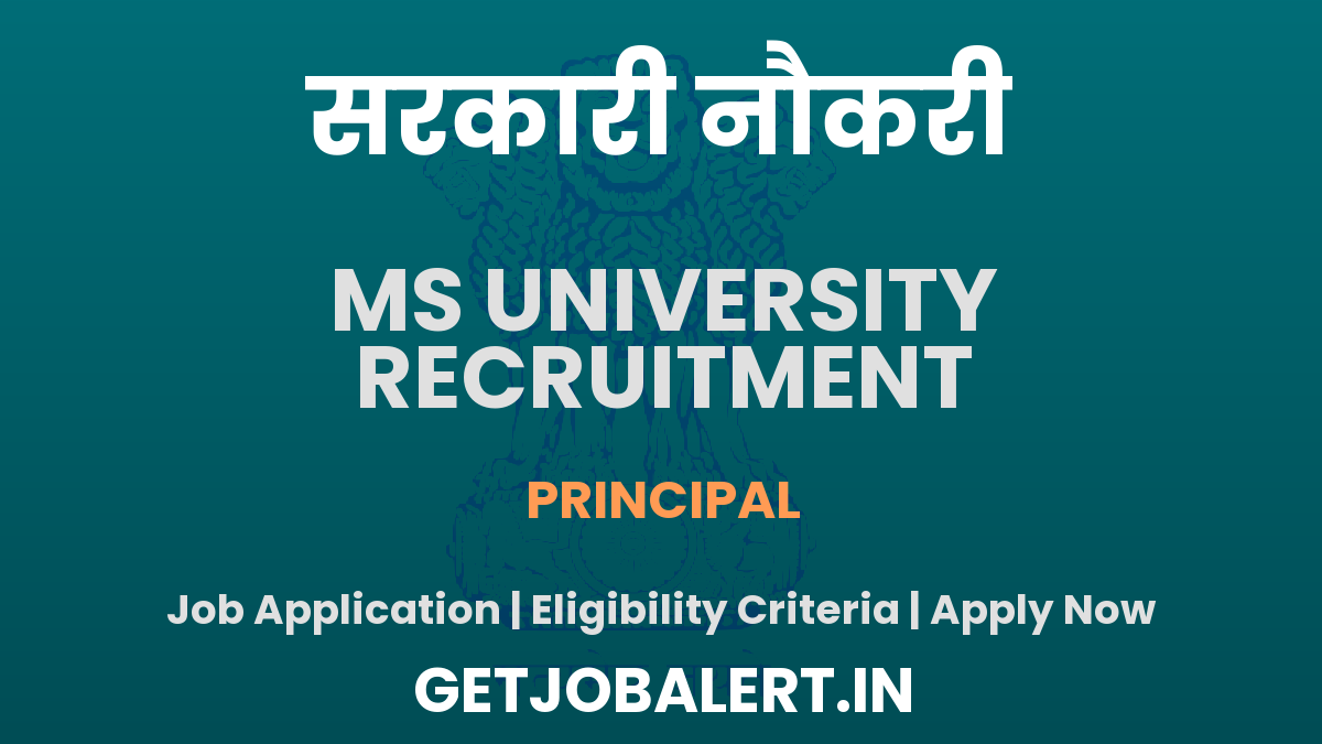 MS University Principal Recruitment 2025 - Apply Offline