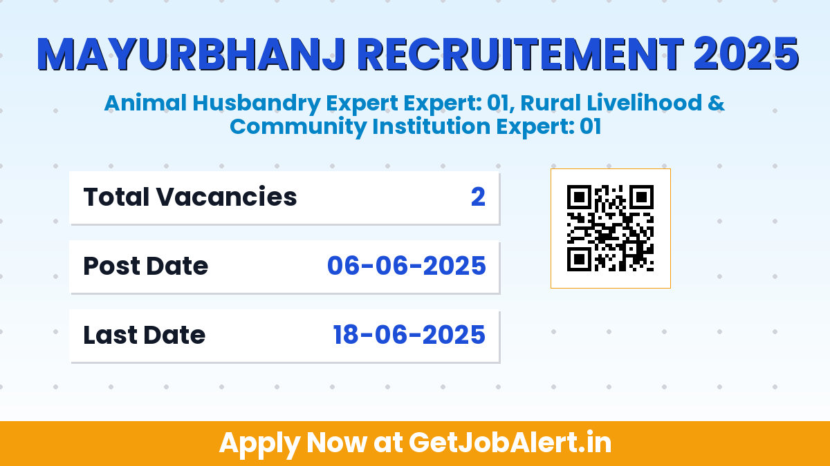 Mayurbhanj District Expert Recruitment 2025 - Apply Offline for 02 Posts