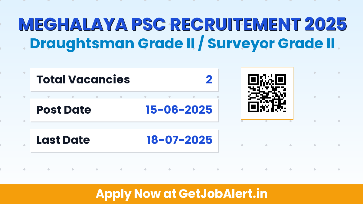 Meghalaya PSC Draughtsman Recruitment 2025 - Apply Online for 02 Posts Before July 18