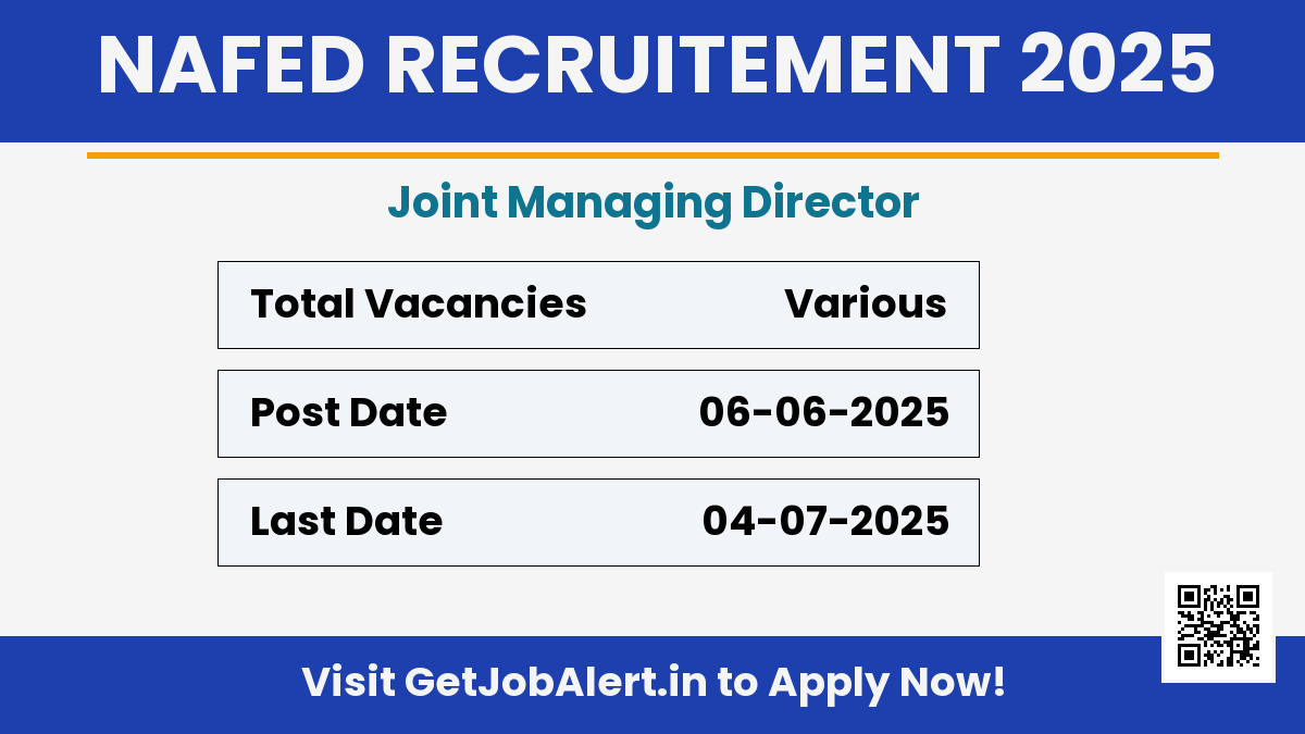 NAFED Joint Managing Director Recruitment 2025 - Apply Offline