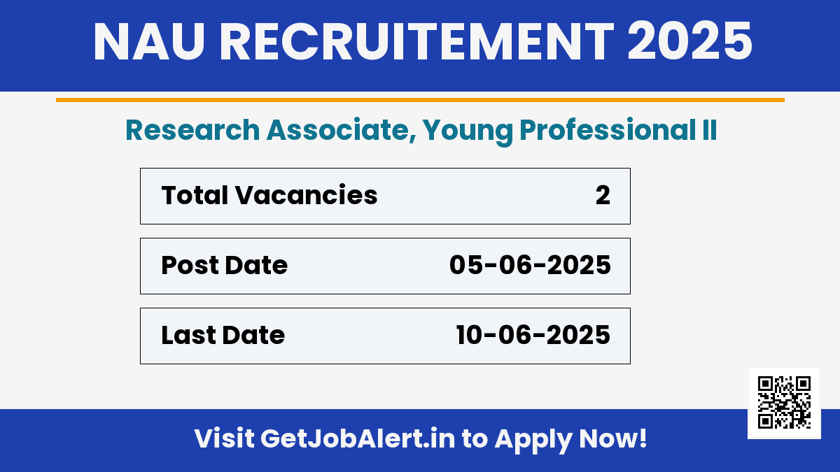 NAU Recruitment 2025 - Apply Offline for 02 Research Associate, Young Professional II Posts