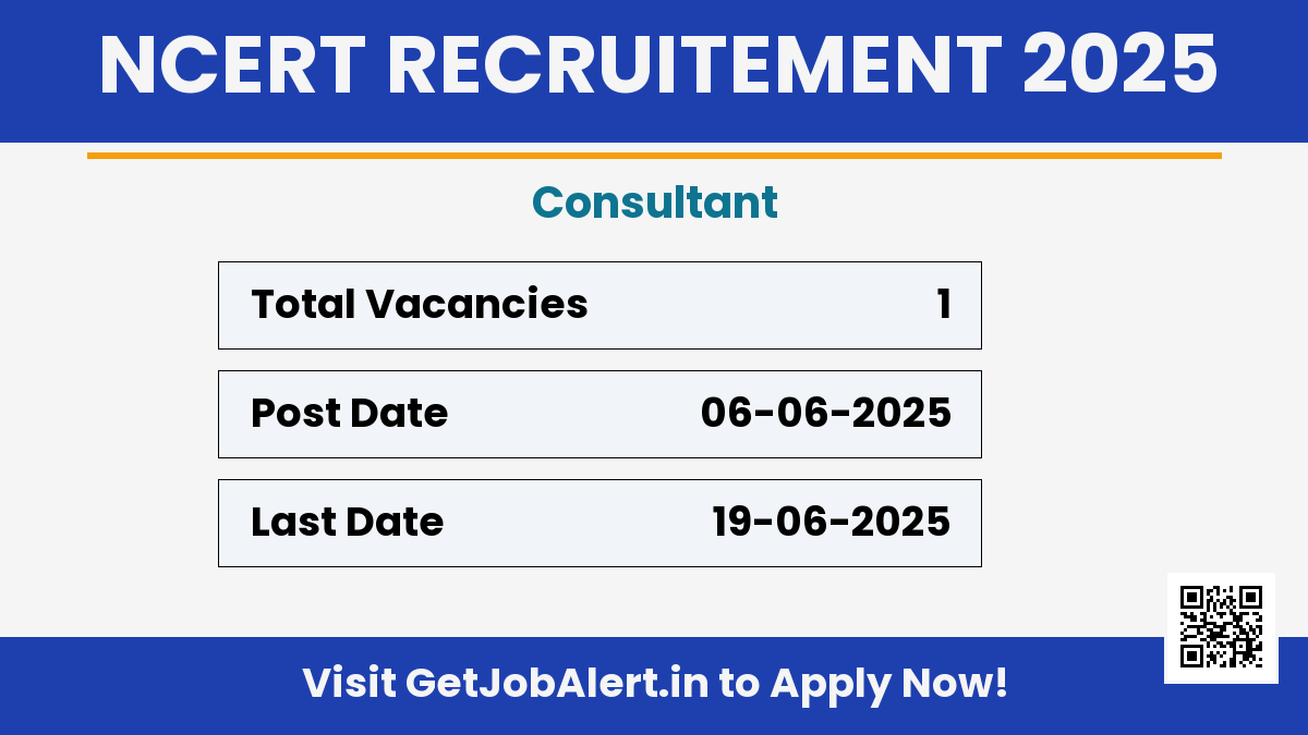 NCERT Consultant Recruitment 2025 - Apply Offline for 01 Posts