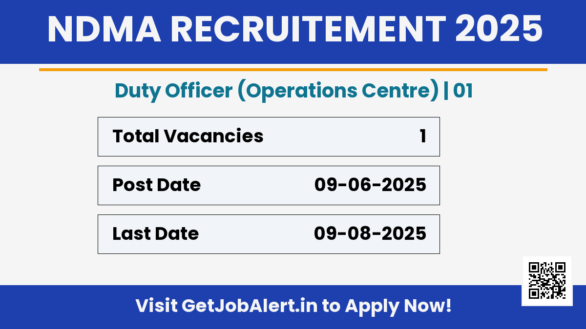 NDMA Duty Officer Recruitment 2025 - Apply Offline for 01 Posts