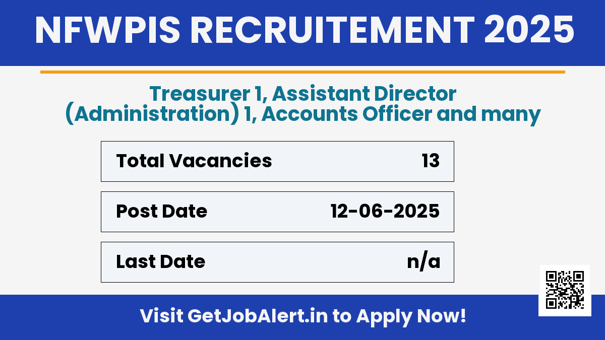 NFWPIS Recruitment 2025 - Apply Offline for 13 Various Posts