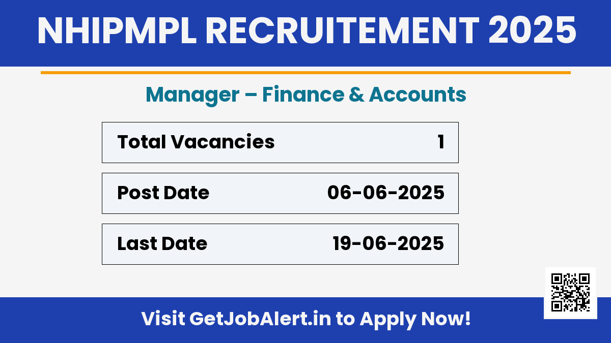 NHIPMPL Manager Recruitment 2025 - Apply Offline for 01 Posts