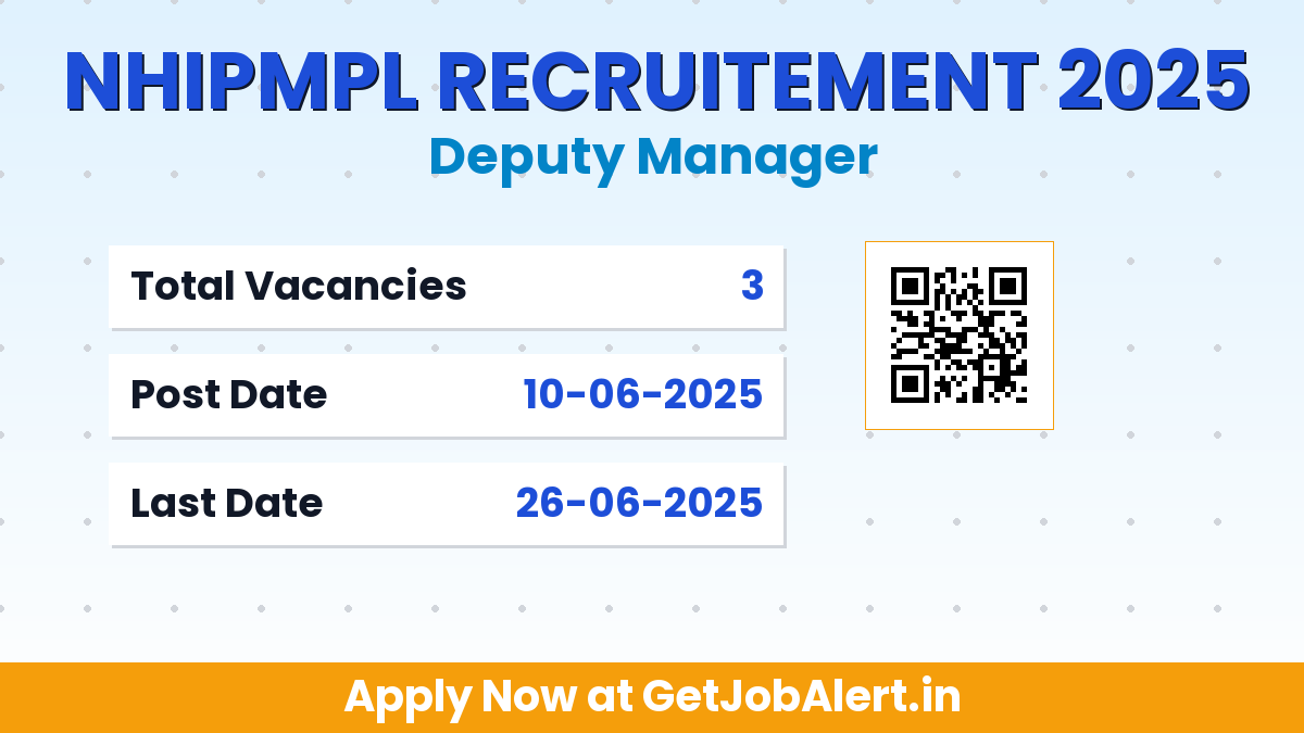 NHIPMPL Deputy Manager Recruitment 2025 - Apply Offline for 03 Posts