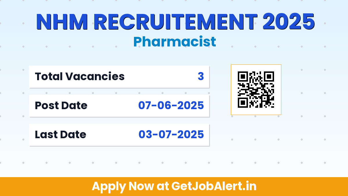 NHM Gujarat Pharmacist Recruitment 2025 - Apply Online for 03 Posts