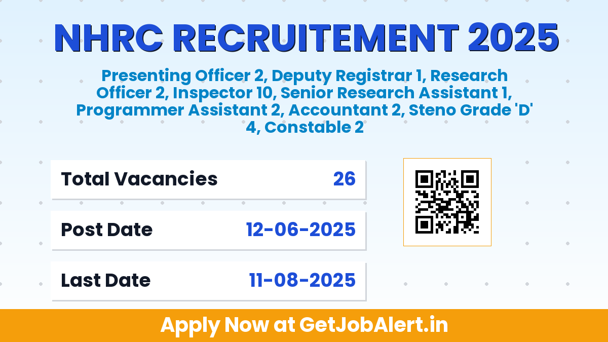 NHRC Recruitment 2025 - Apply for 26 Presenting Officer, Programmer Assistant and Other Posts