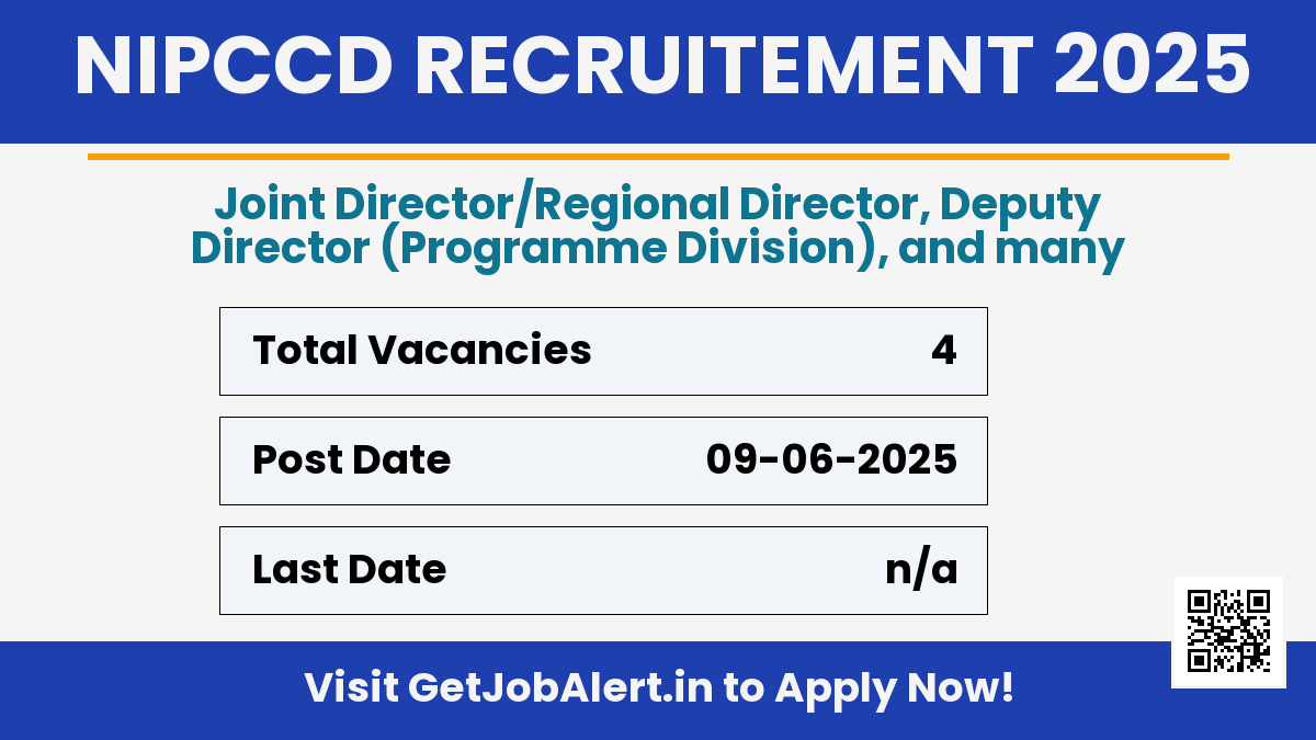 NIPCCD Deputy Director, Assistant Director and Other Recruitment 2025 - Apply Offline for 04 Posts