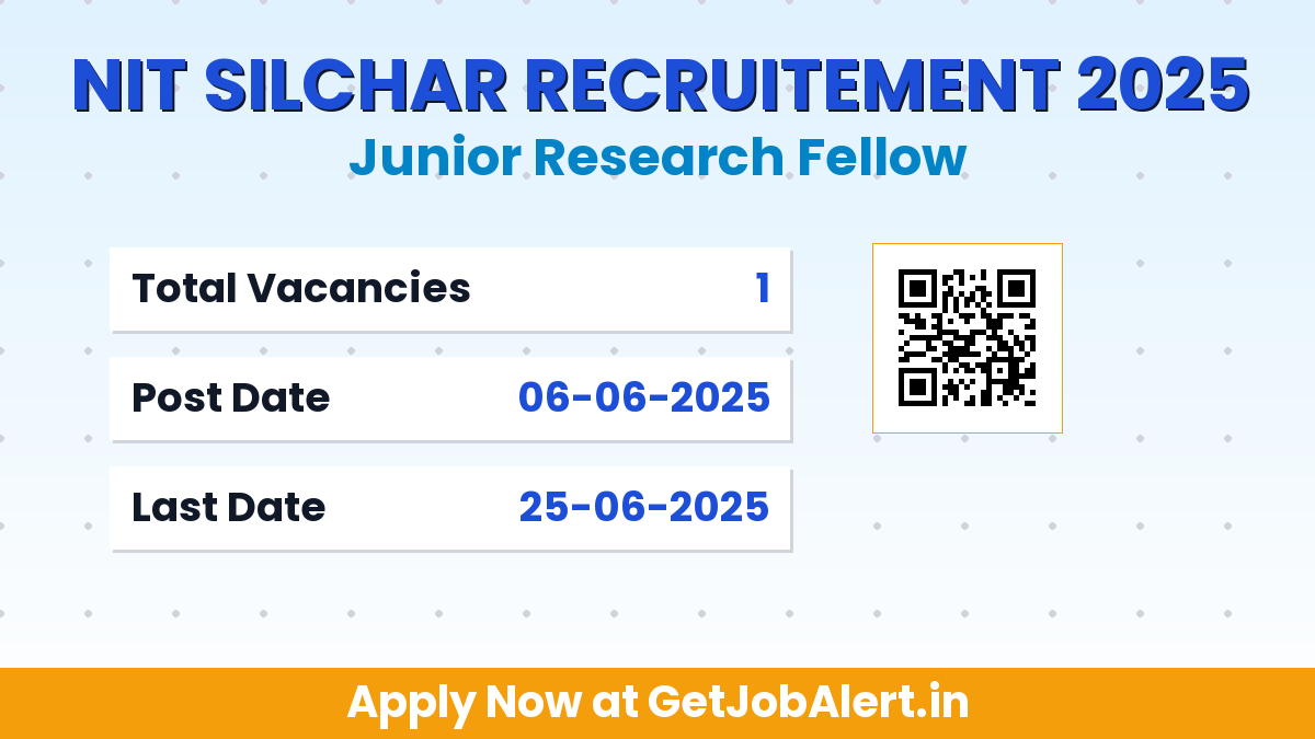 NIT Silchar Junior Research Fellow Recruitment 2025 - Apply Offline for 01 Posts Before June 25