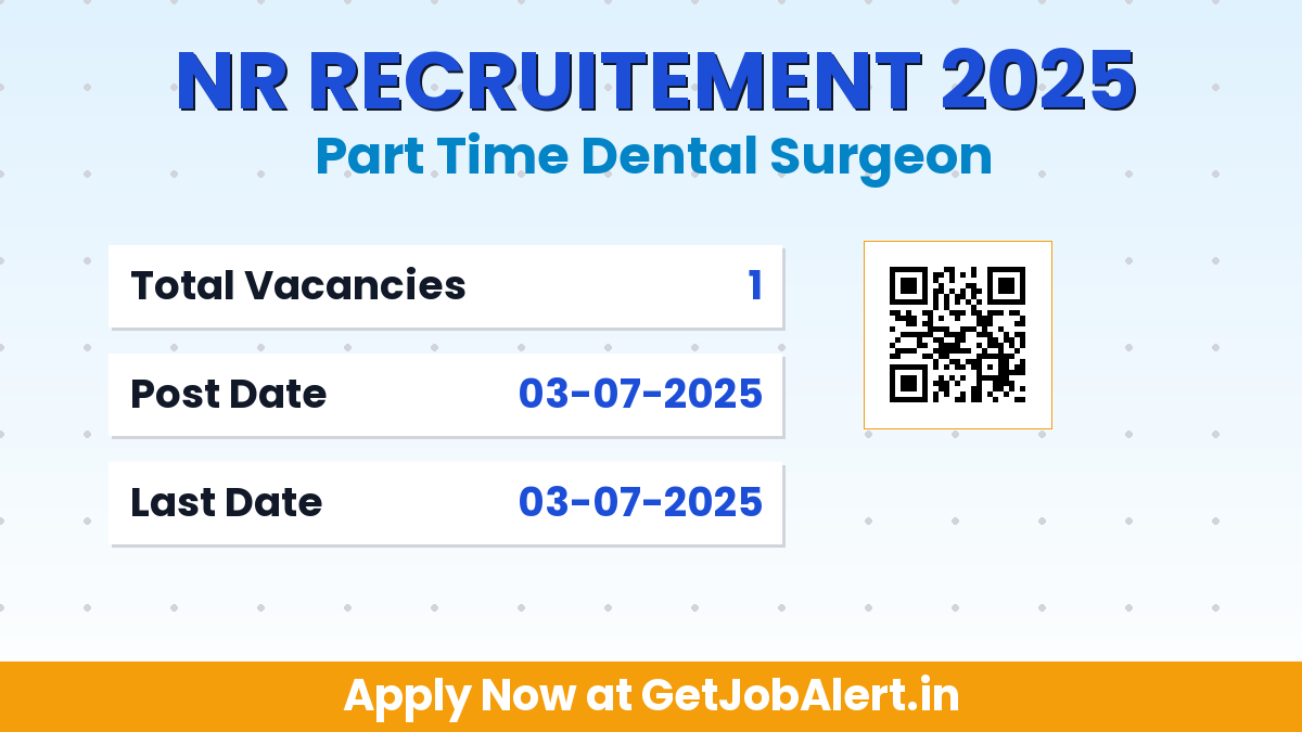 Northern Railway Part Time Dental Surgeon Recruitment 2025 - Apply Offline for 01 Posts