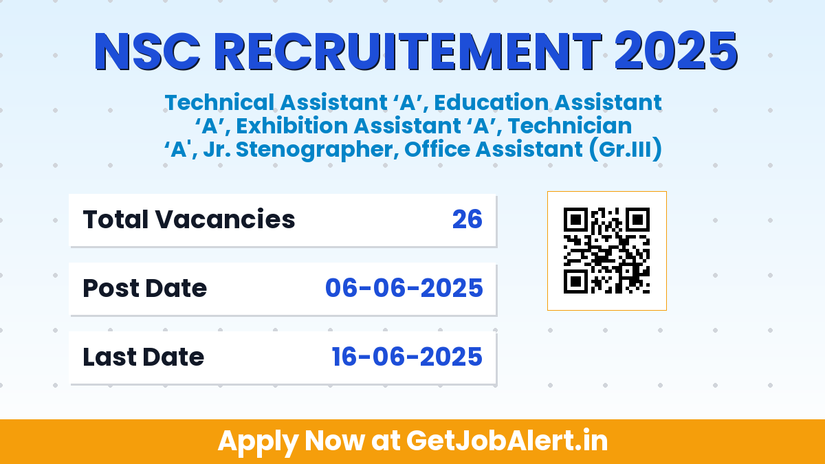 Nehru Science Centre Recruitment 2025 - Apply Online for 26 Various Posts