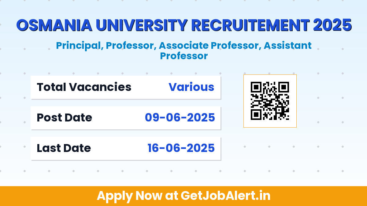 Osmania University Recruitment 2025 - Apply Offline