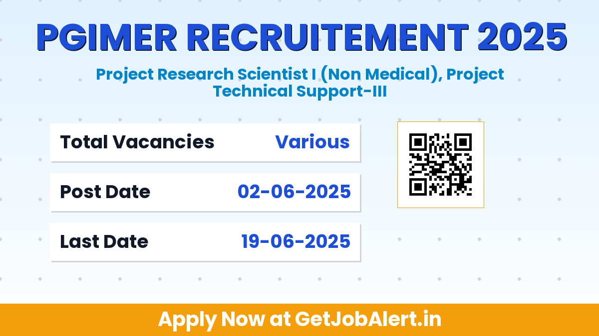 PGIMER Recruitment 2025 - Apply Offline for Project Technical Support-III Posts