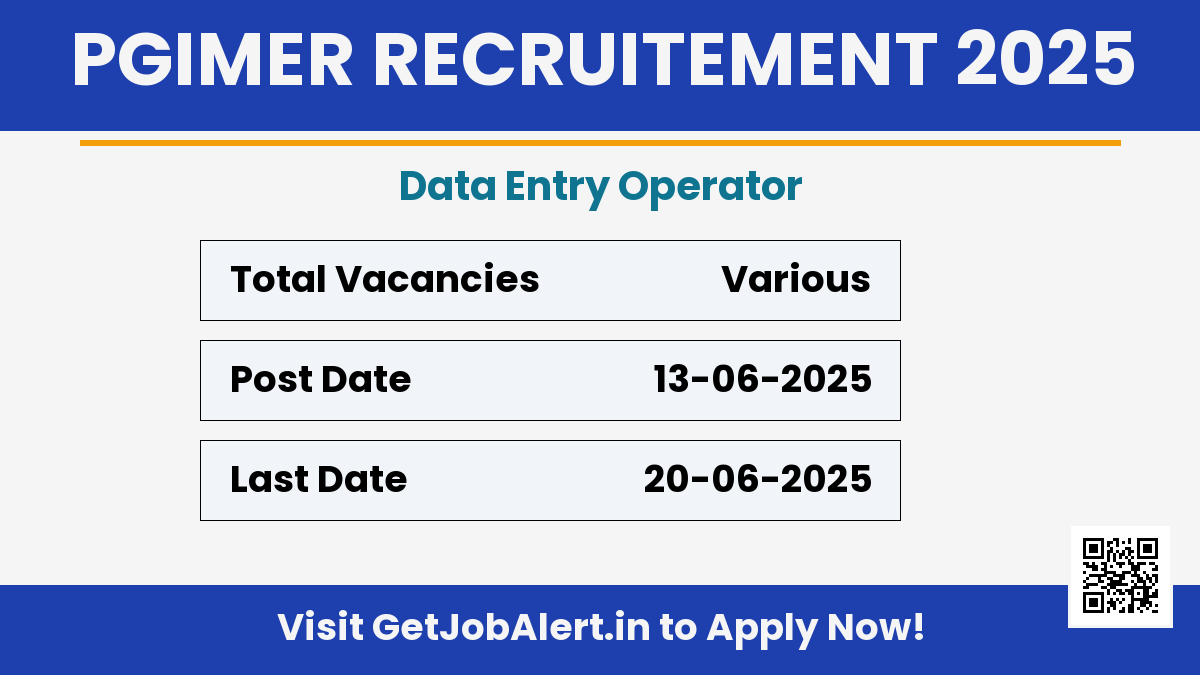 PGIMER Data Entry Operator Recruitment 2025 - Apply Offline