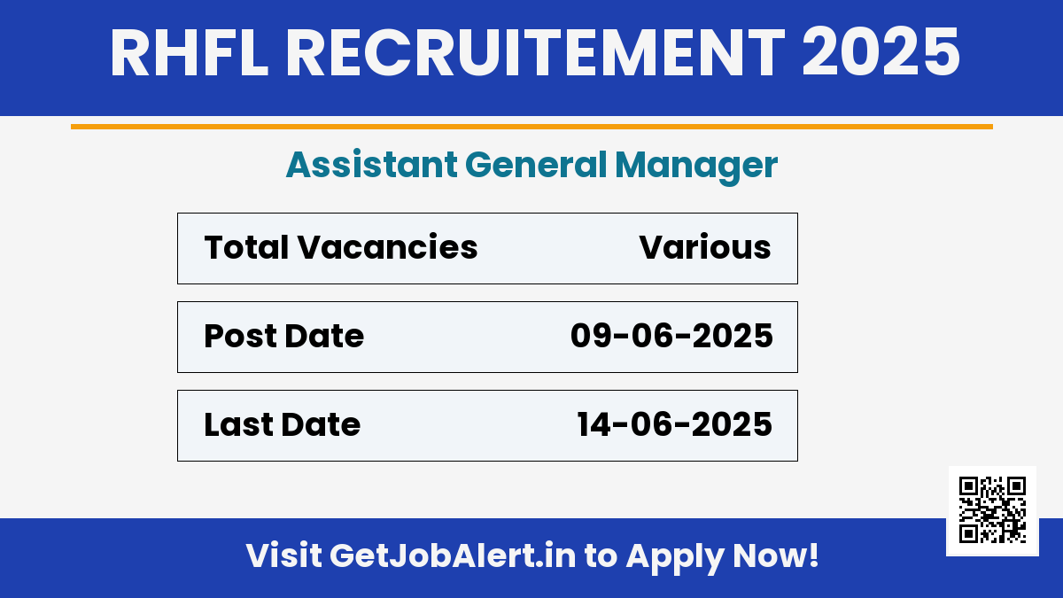 RHFL Assistant General Manager Recruitment 2025 - Apply Offline