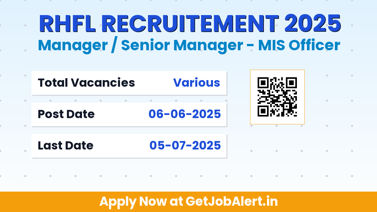 RHFL Manager/ Senior Manager Recruitment 2025 - Apply Offline