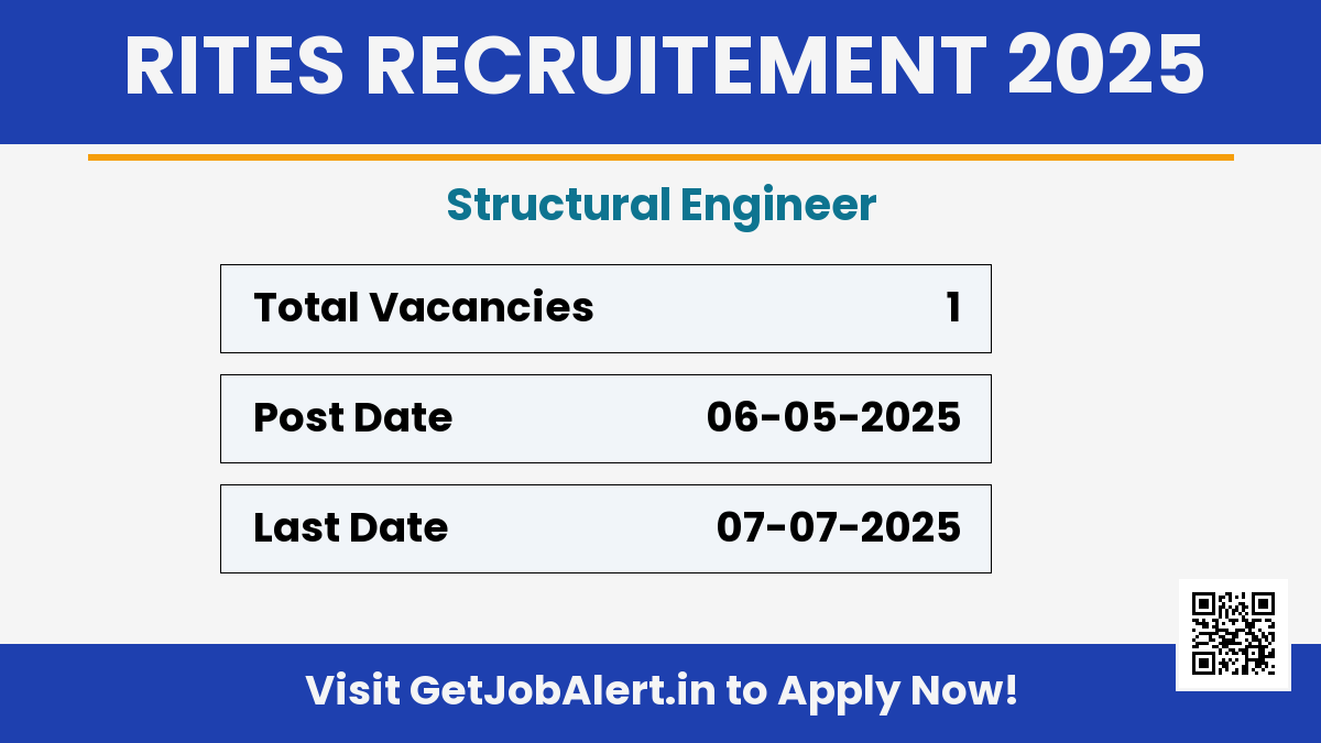 RITES Structural Engineer Recruitment 2025 - Apply Online for 01 Posts