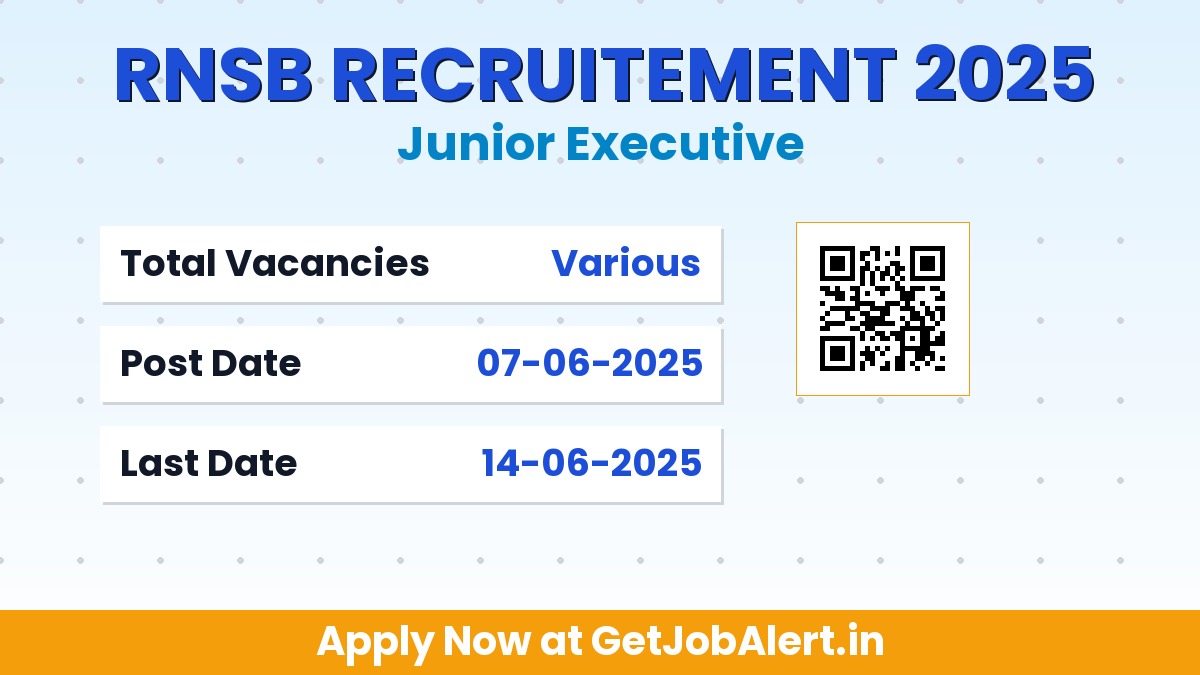 RNSB Junior Executive Recruitment 2025 - Apply Online