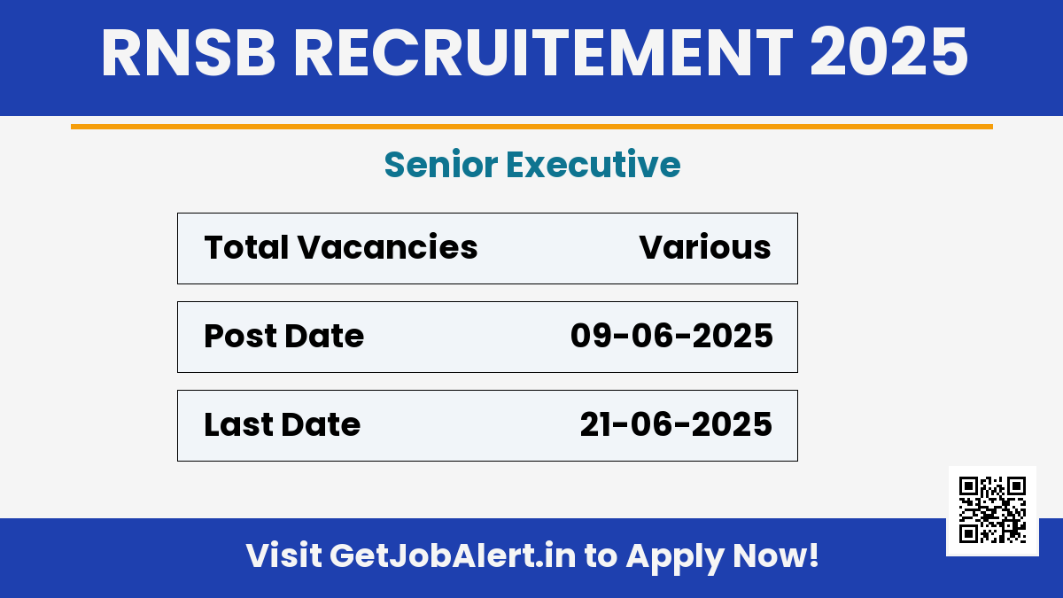 RNSB Senior Executive Recruitment 2025 - Apply Online