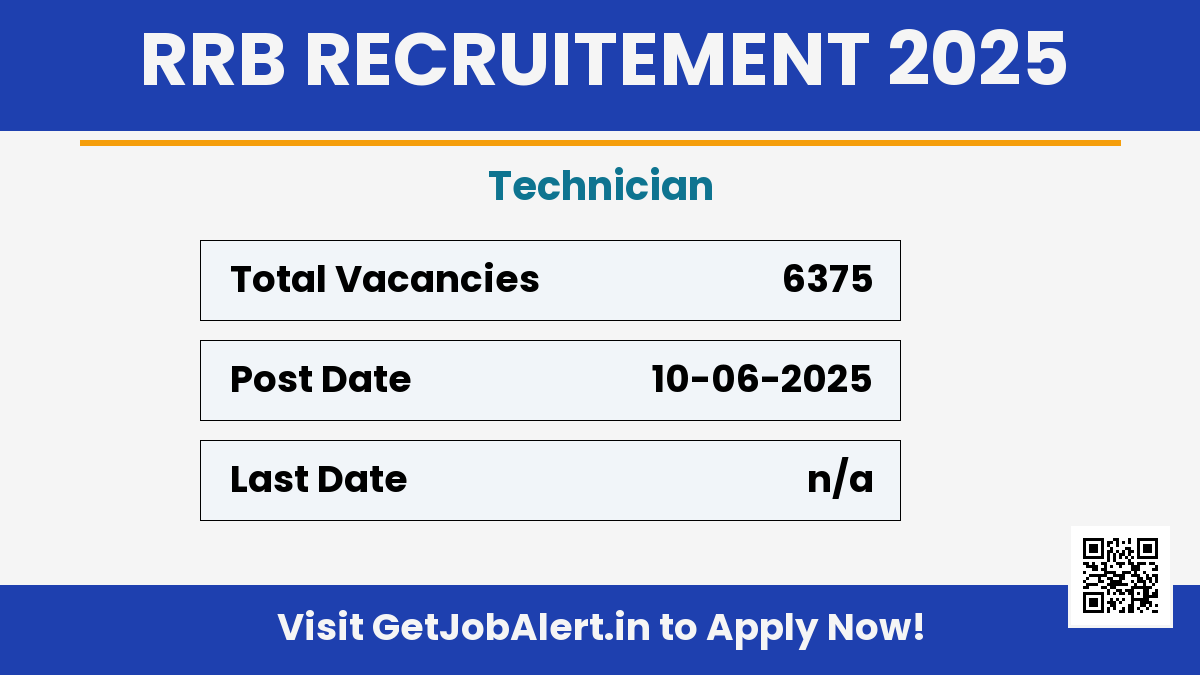 RRB Technician Recruitment 2025 - Apply Online for 6375 Posts