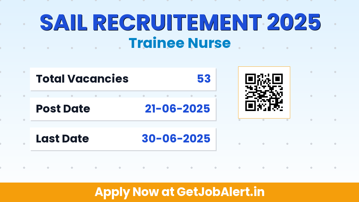 SAIL Trainee Nurse Recruitment 2025 - Apply Offline for 53 Posts