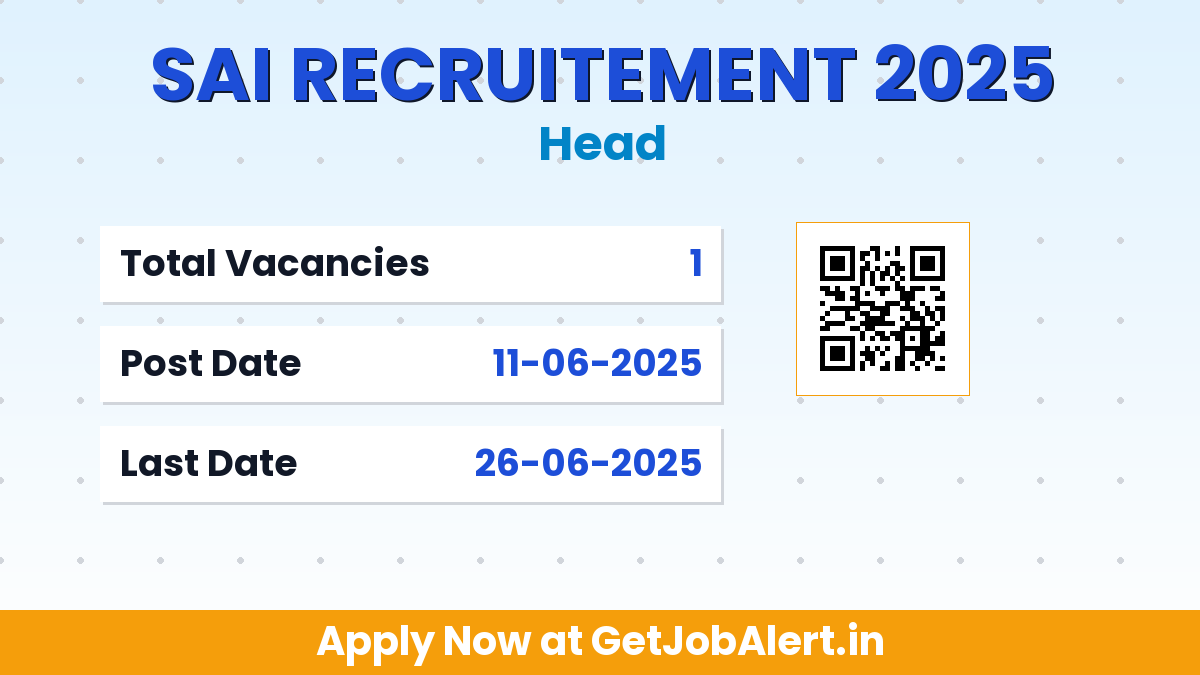 Sports Authority of India (SAI) Head Recruitment 2025 - Apply Online for 01 Posts