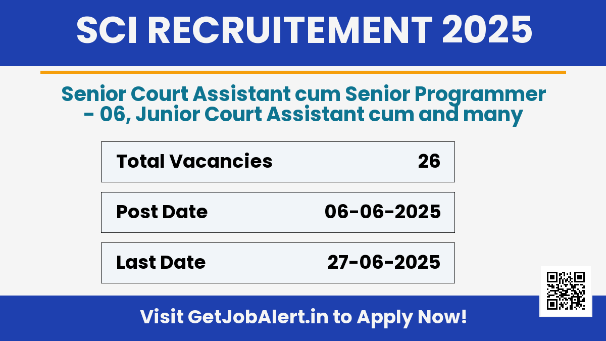 Supreme Court of India Recruitment 2025 - Apply Online for 26 Court Assistant, Programmer Posts