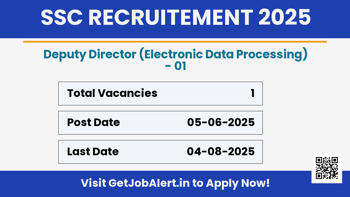 SSC Deputy Director Recruitment 2025 - Apply Offline for 01 Posts
