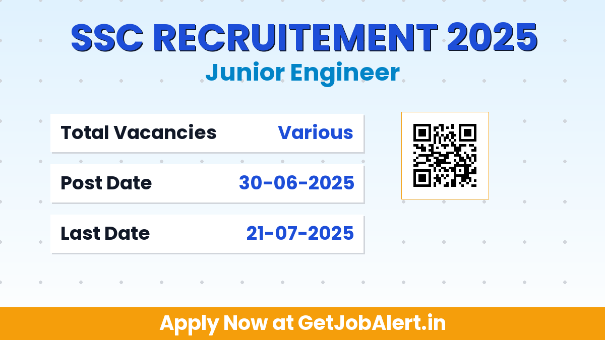SSC Junior Engineer Recruitment 2025 - Apply Online