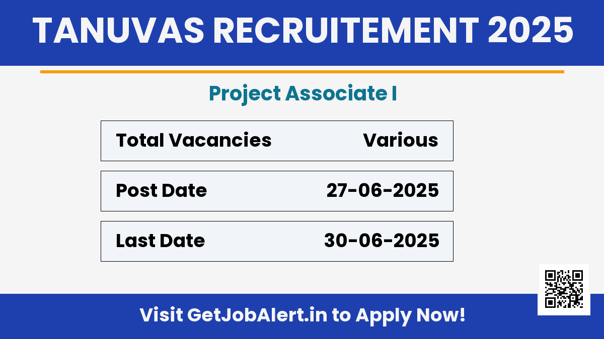 TANUVAS Project Associate I Recruitment 2025 - Walk in for M.Pharm, M.VSc and More Posts Before June 30