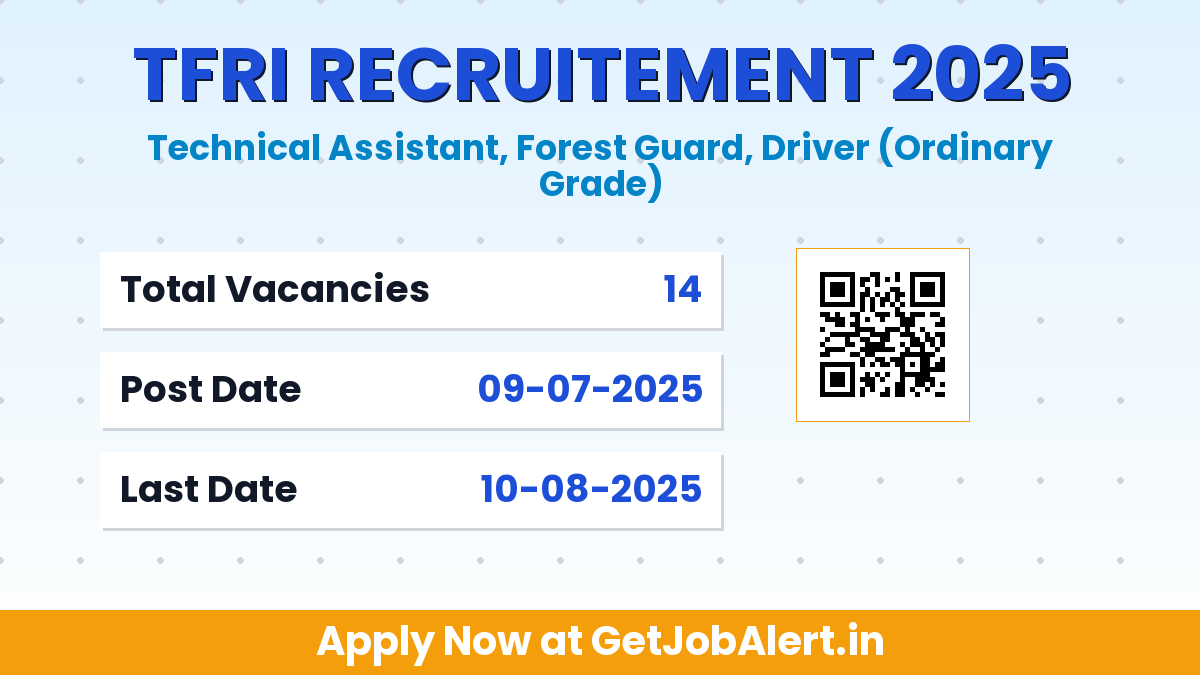 TFRI Jabalpur Recruitment 2025 - Apply Online for 14 Technical Assistant, Forest Guard and Other Posts