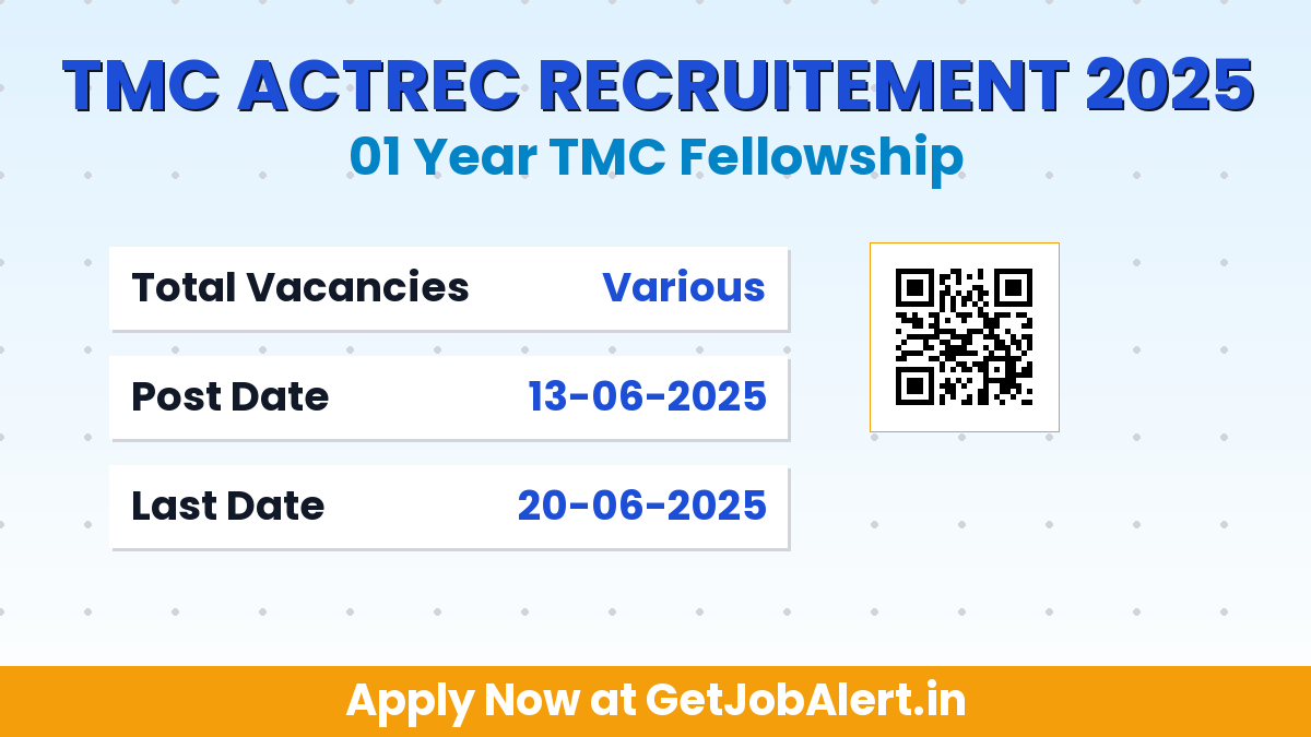TMC ACTREC Fellowship Recruitment 2025 - Apply Online