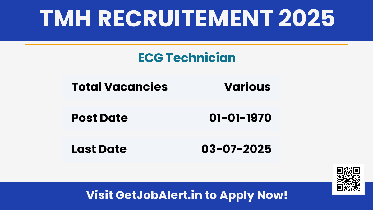 Tata Memorial Hospital ECG Technician Recruitment 2025 - Walk in for B.Sc. 2025 Posts