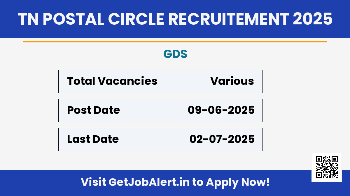 TN Postal Circle GDS Recruitment 2025 - Apply Offline