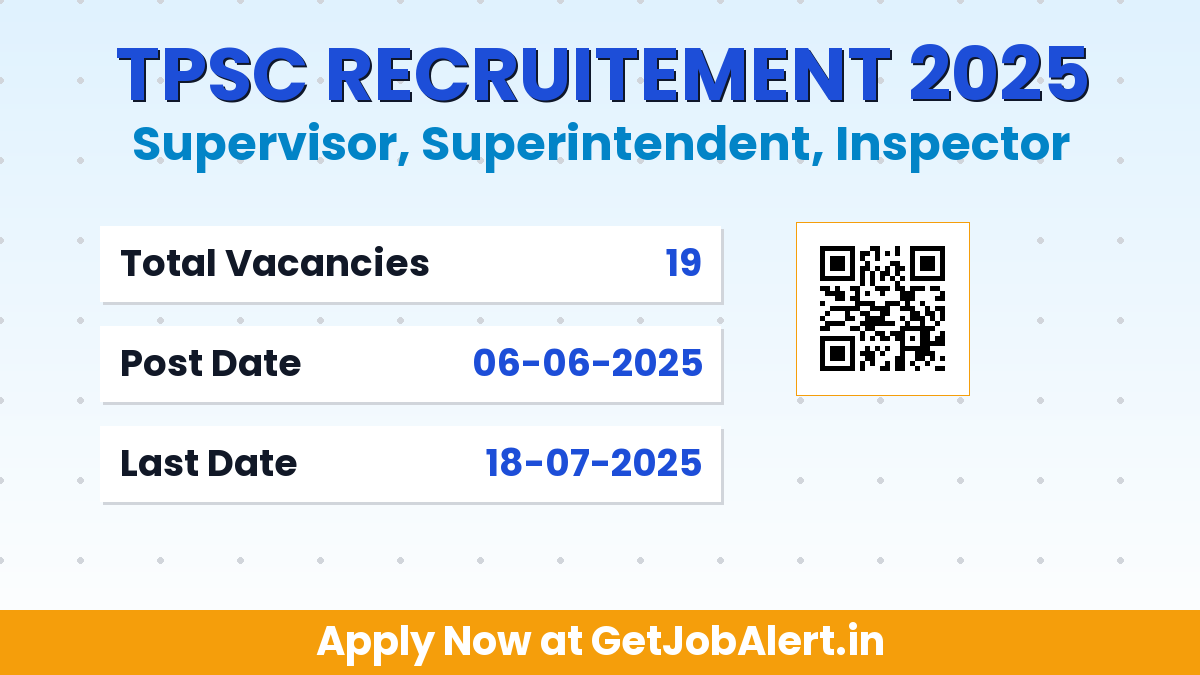 Tripura PSC Supervisor, Superintendent and Other Recruitment 2025 - Apply Online for 19 Posts