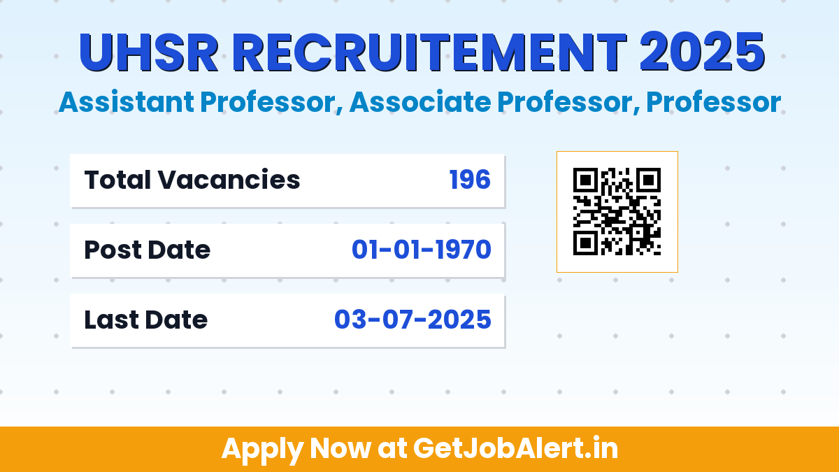 UHSR Faculty Recruitment 2025 - Apply Offline for 196 Posts Before July 03