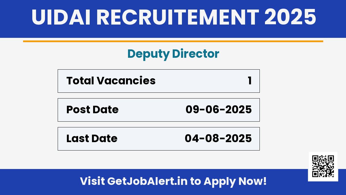 UIDAI Deputy Director Recruitment 2025 - Apply Offline for 01 Posts