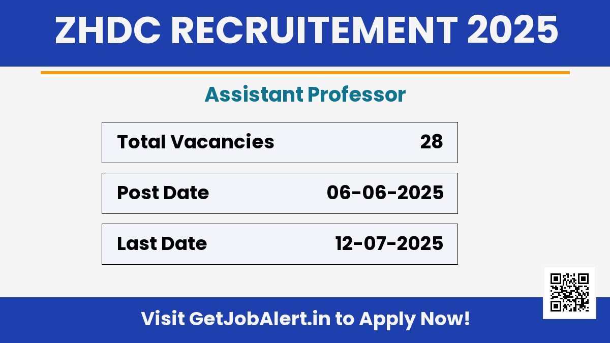 ZHDC Assistant Professor Recruitment 2025 - Apply Offline for 28 Posts