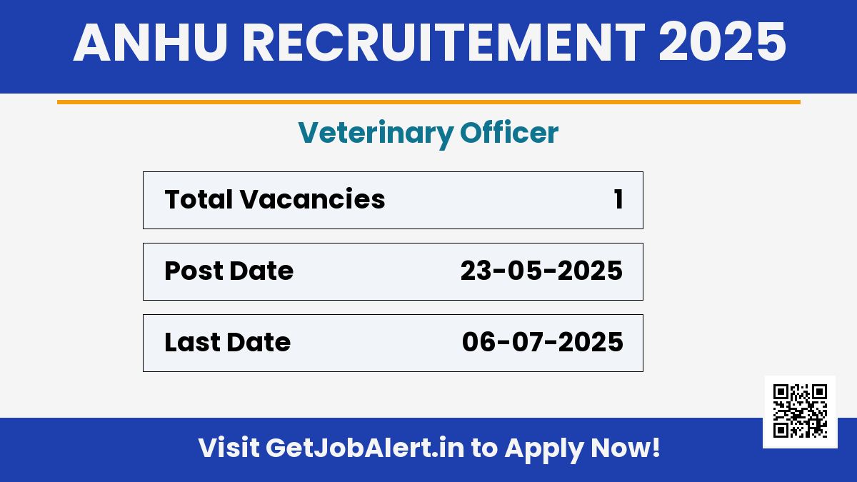 Department of Animal Husbandry and Fisheries Recruitment 2025 - Apply Online for 01 Veterinary Officer Posts