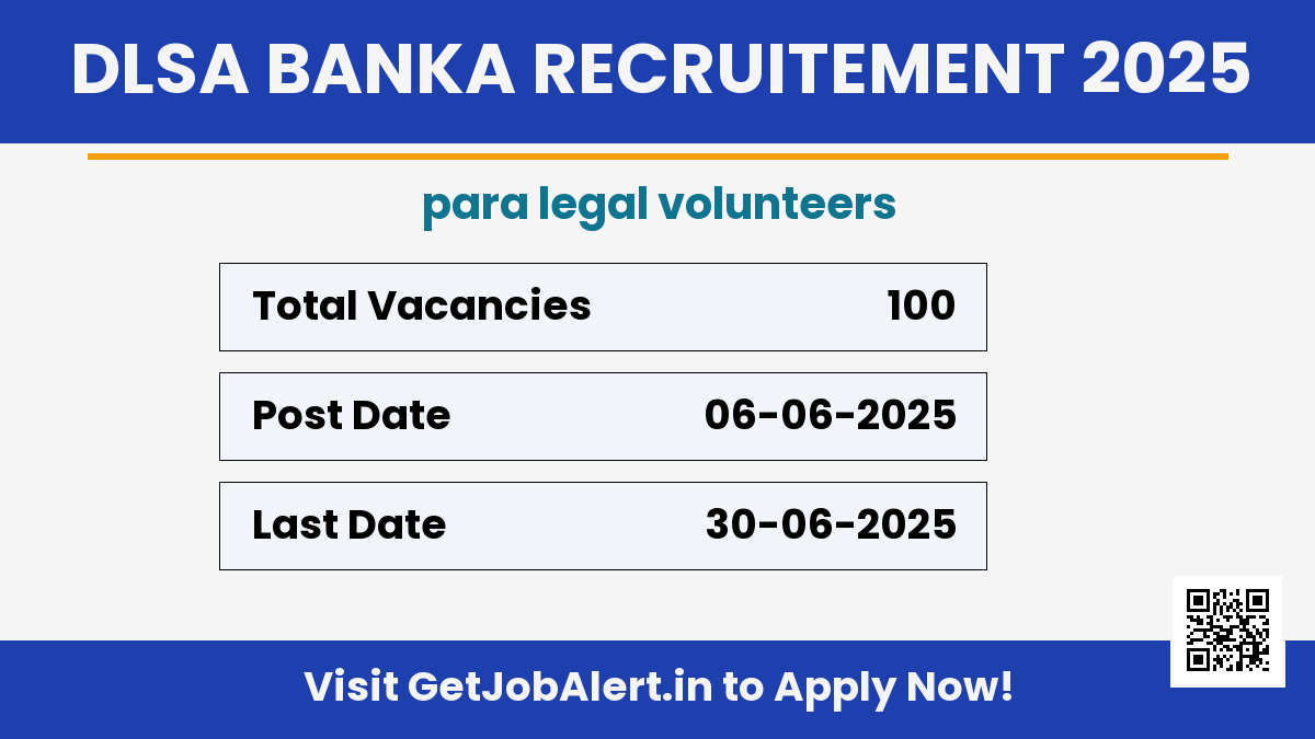 DLSA Banka Para Legal Volunteers Recruitment 2025 - Apply Offline for 100 Posts
