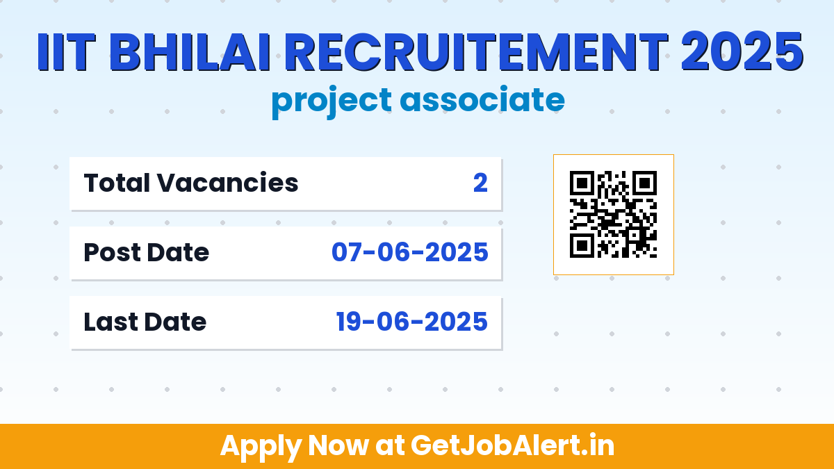 IIT Bhilai Project Associate Recruitment 2025 - Apply Offline for 02 Posts