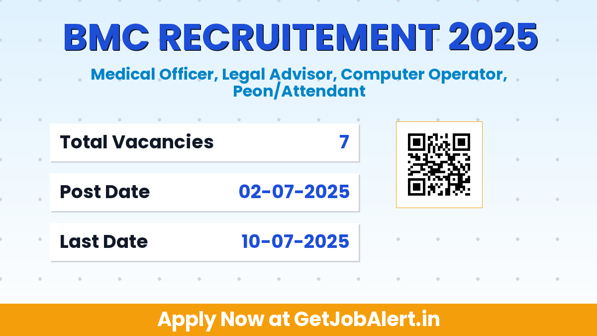 BMC Computer Operator, Peon and Other Recruitment 2025 - Apply Online for 7 Posts